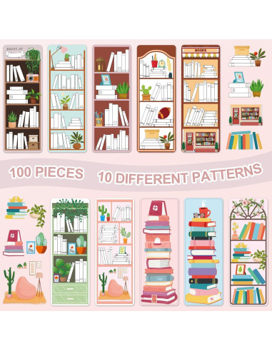 100 Piezas Marcadores de Libros BOBOKA Doble Cara 17.99x6.50cm