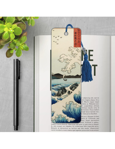 Marcador de Libros Hiroshige El Mar en Satta con Borla