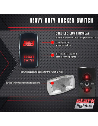 Interruptor Rocker LED 20A 12V UNV - Doble Luz Azul IP66
