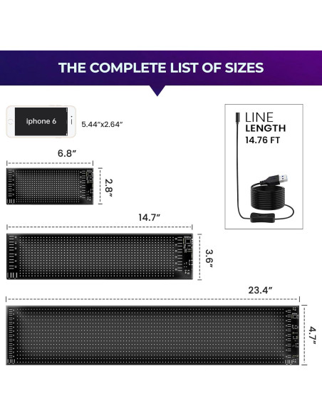 Cartel LED Programable Pak 3.6" x 14.7" Flexible con Control Remoto Cartel LED Programable Pak 3.6" x 14.7" Flexible con Control Remoto