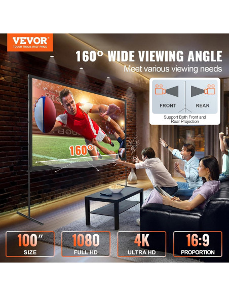 Pantalla de Proyector VEVOR 100" 16:9 HD con Soporte Pantalla de Proyector VEVOR 100" 16:9 HD con Soporte