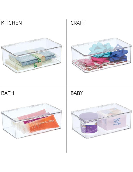 Caja Organizadora de Almacenamiento mDesign 17.2x26.8cm Transparente Caja Organizadora de Almacenamiento mDesign 17.2x26.8cm Transparente