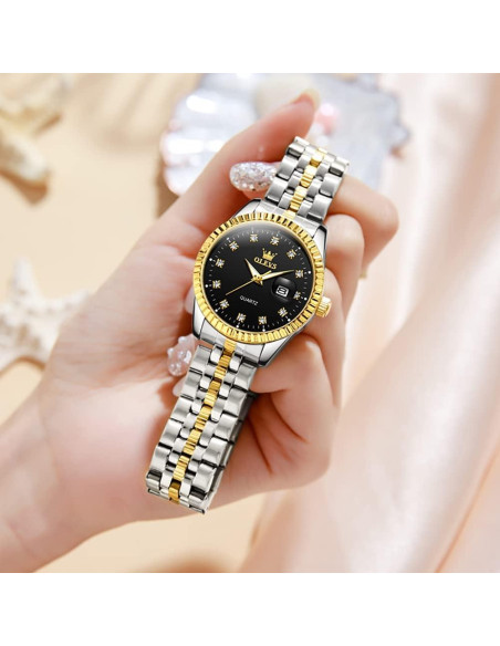 Reloj de Lujo OLEVS para Mujeres con Diamantes 33mm Negro Reloj de Lujo OLEVS para Mujeres con Diamantes 33mm Negro