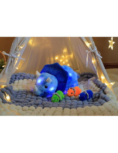 Juguete de Peluche Dinosaurio Triceratops Hopearl 38 cm LED Musical