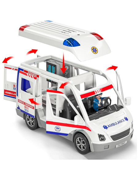 Juguete Ambulancia Push & Go Playkidiz con Luces y Sonidos Juguete Ambulancia Push & Go Playkidiz con Luces y Sonidos