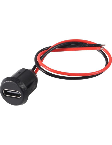 10 Conectores USB-C Hembrados DWEII 3A 30V 24AWG Negro