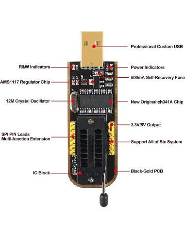 Programador USB CH341A para EEPROM Flash BIOS + Adaptador 1.8V