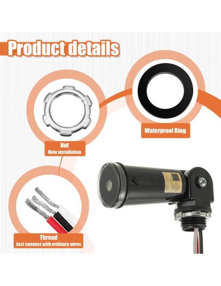 Paquete de 5 Sensores de Luz Fotocélula JAMHER IP65 500W Paquete de 5 Sensores de Luz Fotocélula JAMHER IP65 500W