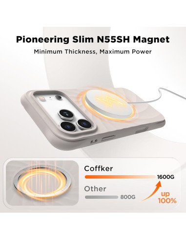 Funda Magnética COFFKER para iPhone 17 Pro Max - Silicona Piedra