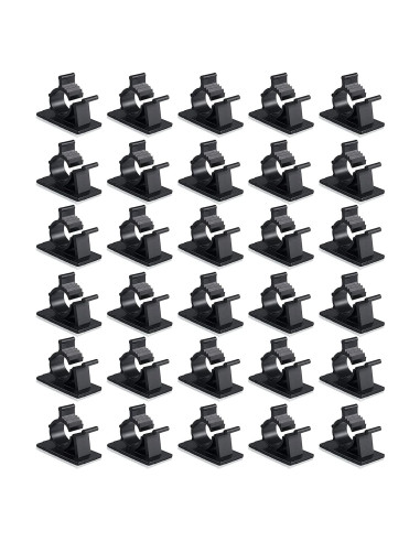 Viaky 30 Clips Negros Autoadhesivos para Gestión de Cables