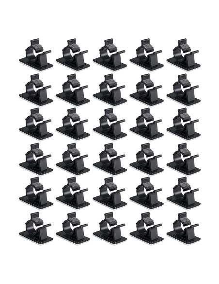Viaky 30 Clips Negros Autoadhesivos para Gestión de Cables Viaky 30 Clips Negros Autoadhesivos para Gestión de Cables