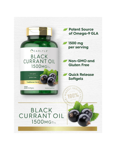 Aceite de Grosella Negra Carlyle 1500mg 200 Softgels Sin OGM Aceite de Grosella Negra Carlyle 1500mg 200 Softgels Sin OGM