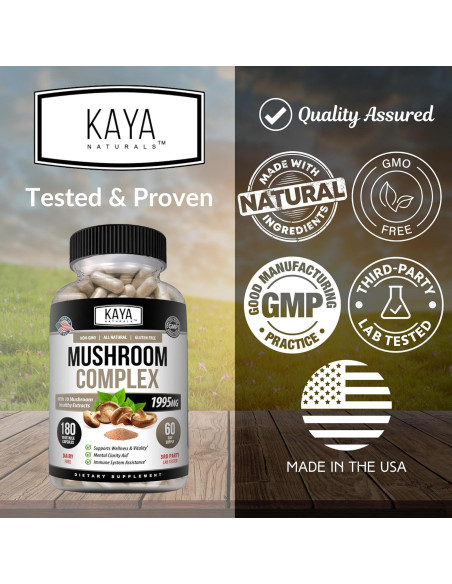 Kaya Naturals Suplemento de Hongos Premium 180 Cápsulas 1995mg Kaya Naturals Suplemento de Hongos Premium 180 Cápsulas 1995mg