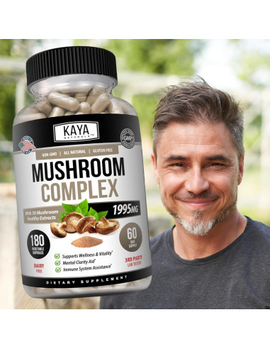 Kaya Naturals Suplemento de Hongos Premium 180 Cápsulas 1995mg