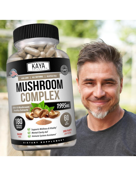 Kaya Naturals Suplemento de Hongos Premium 180 Cápsulas 1995mg Kaya Naturals Suplemento de Hongos Premium 180 Cápsulas 1995mg