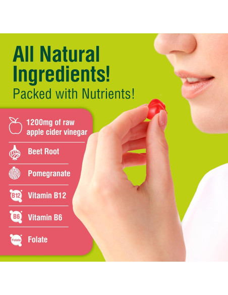 Gomitas de Vinagre de Sidra de Manzana NutriKrisp 1200MG Gomitas de Vinagre de Sidra de Manzana NutriKrisp 1200MG