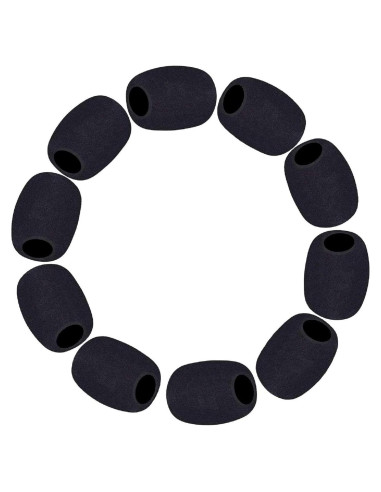 Phinus Filtros de Micrófono de Solapa - 10 Piezas Espuma Negra
