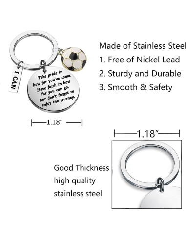 Llavero de Fútbol FUSTMW en Acero Inoxidable Plata 3 cm