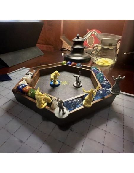 Bandeja de Dados de Nogal Negro Premium Doble Capa con Cuero Bandeja de Dados de Nogal Negro Premium Doble Capa con Cuero