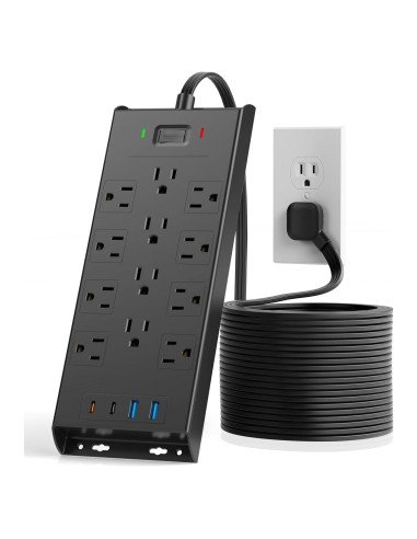 Regleta de Enchufes LeZone 3m 12 Salidas 2 USB-C Protector 4800J