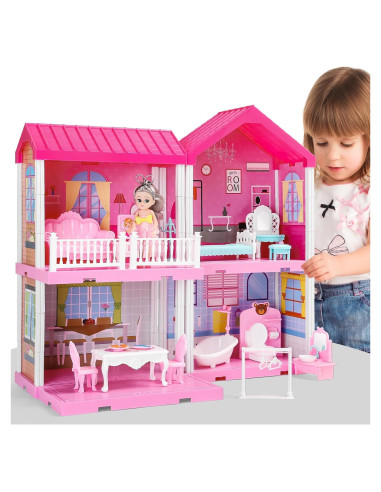 Casa de Muñecas JUKUDAHU 2 Pisos 4 Habitaciones 55.1 cm