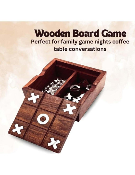 Juego de Tres en Raya de Madera Zyntix - Decoración Elegante Juego de Tres en Raya de Madera Zyntix - Decoración Elegante