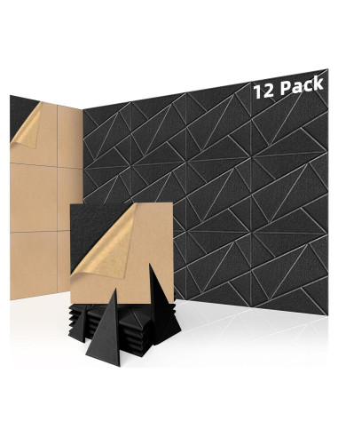 Paneles Acústicos Art3dwallpanels 12 Pack 30x30 cm Negro
