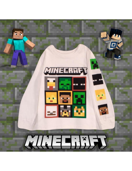 Camisetas de Manga Larga Minecraft Niños 3-Pack Algodón Camisetas de Manga Larga Minecraft Niños 3-Pack Algodón