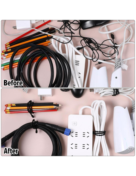 6 Correos de Cable de Silicona Yolev 60cm Reutilizables Negros 6 Correos de Cable de Silicona Yolev 60cm Reutilizables Negros