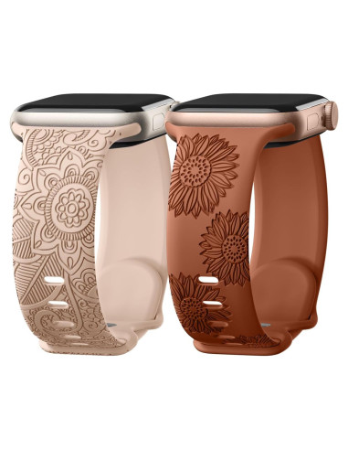 Banda Grabada Floral Odbeai para Apple Watch 38-49mm Mujeres