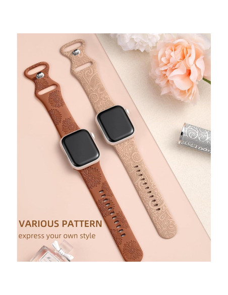 Banda Grabada Floral Odbeai para Apple Watch 38-49mm Mujeres Banda Grabada Floral Odbeai para Apple Watch 38-49mm Mujeres