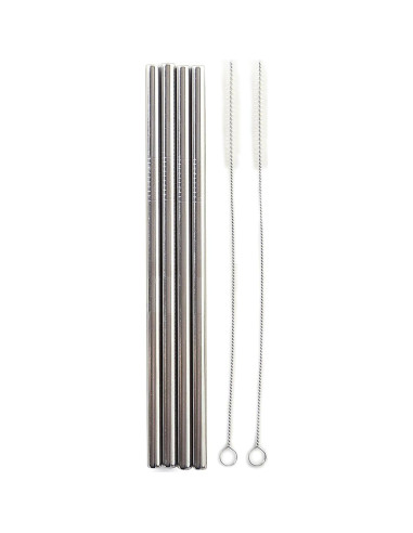 Set de 4 Popotes de Acero Inoxidable Norpro con 2 Cepillos