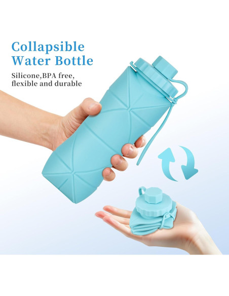 Botella de Agua Plegable YCT 600ml Silicona Reutilizable Gris/Púrpura Botella de Agua Plegable YCT 600ml Silicona Reutilizable Gris/Púrpura