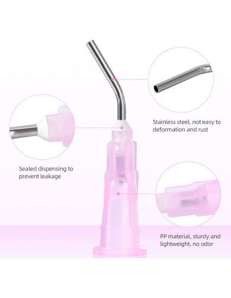 Puntas de Dispensa Curvadas JMU 18G Rosa - 300 Pcs Desechables Puntas de Dispensa Curvadas JMU 18G Rosa - 300 Pcs Desechables