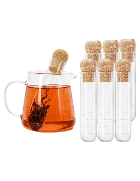 Filtros de Té de Vidrio Whaline 6 Pcs con Corcho 15.5 cm Filtros de Té de Vidrio Whaline 6 Pcs con Corcho 15.5 cm
