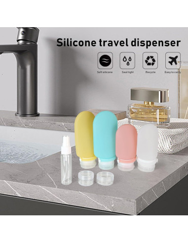 Set de 7 Botellas de Viaje ONIYSA Silicona 60ml 90ml