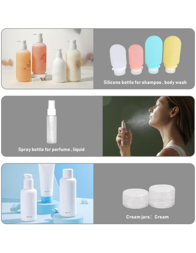 Set de 7 Botellas de Viaje ONIYSA Silicona 60ml 90ml