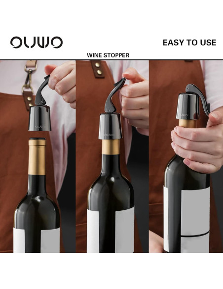 Tapones de Vino Reutilizables OUWO Acero Inoxidable 2 Piezas Tapones de Vino Reutilizables OUWO Acero Inoxidable 2 Piezas