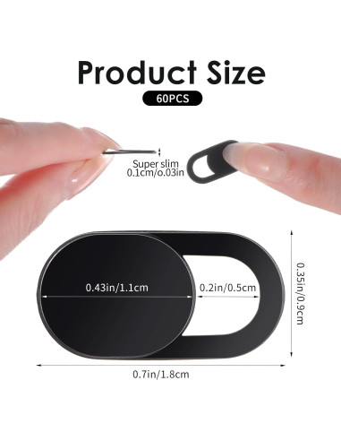 Cubierta de Webcam Classicseali 60 Pcs Ultra Fina ABS Negra