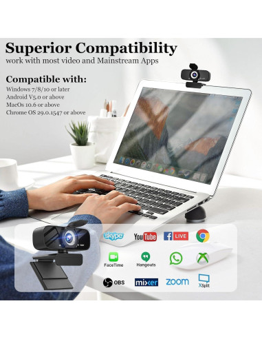 Cámara Web Full HD 1080p SZGIARUY con Micrófono y Trípode
