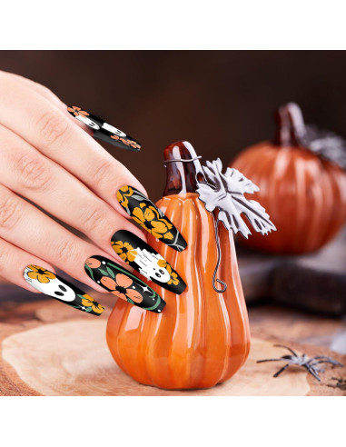 Placas de Uñas Halloween Whaline 4 Pcs Estampado Fantasmas