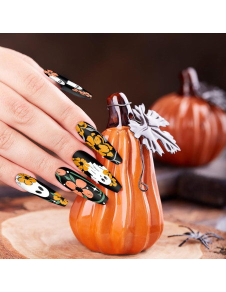 Placas de Uñas Halloween Whaline 4 Pcs Estampado Fantasmas Placas de Uñas Halloween Whaline 4 Pcs Estampado Fantasmas