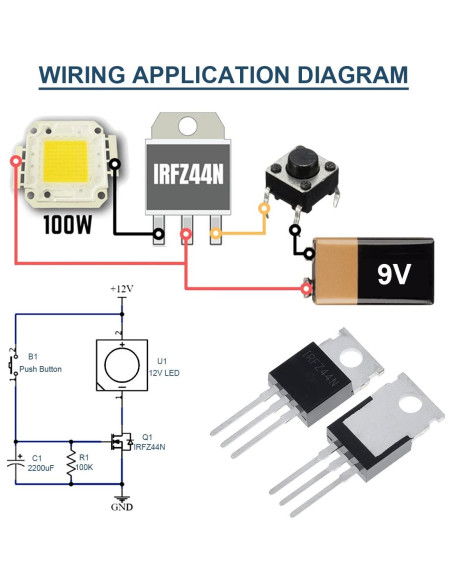 20 Transistores MOSFET IRFZ44N N-Canal 55V 49A TO-220 20 Transistores MOSFET IRFZ44N N-Canal 55V 49A TO-220
