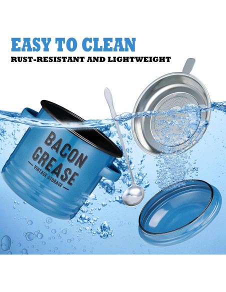 Contenedor de Grasa de Tocino ONEARF 1365ml con Colador - Azul Contenedor de Grasa de Tocino ONEARF 1365ml con Colador - Azul