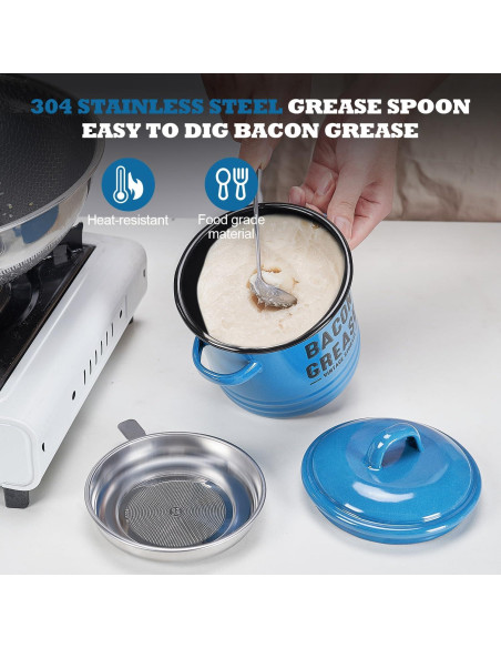 Contenedor de Grasa de Tocino ONEARF 1365ml con Colador - Azul Contenedor de Grasa de Tocino ONEARF 1365ml con Colador - Azul