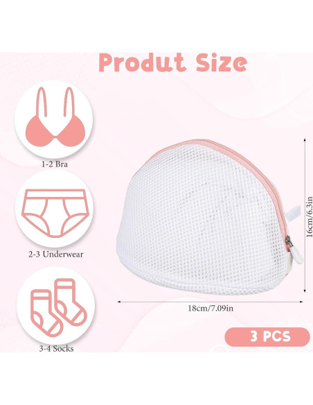 Juego de 3 Bolsas para Lavar Sujetadores LIQWEI Rosa Juego de 3 Bolsas para Lavar Sujetadores LIQWEI Rosa