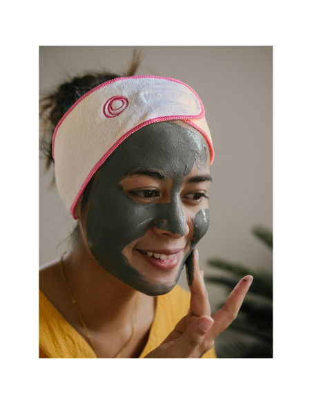 Paquete de 5 diademas de spa Posh | Microfibra elástica | Blanco con borde rosa Paquete de 5 diademas de spa Posh | Microfibra elástica | Blanco con borde rosa
