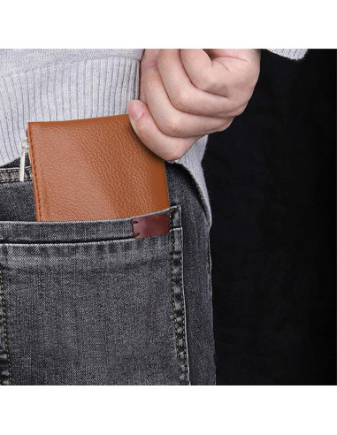 Monedero de Cuero con Cremallera LyBlissor - 8x10.6 cm