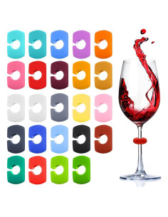 Marcadores de Copas de Vino Grevosea 24 Pcs Silicona Colorida