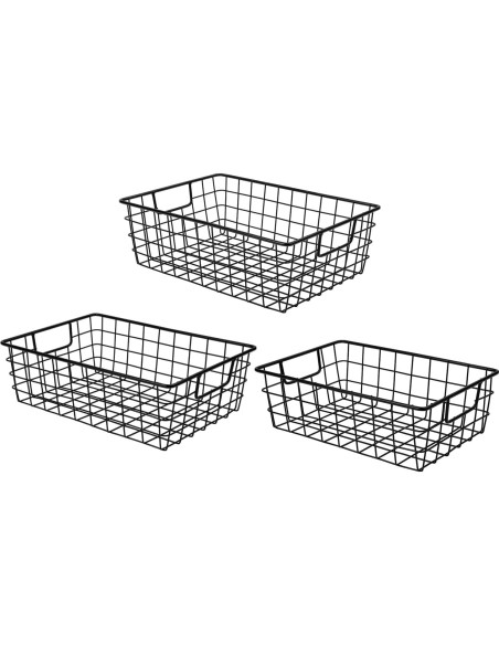 Cesta de Alambre Wetheny 3 Piezas Negra XXL XL L Cesta de Alambre Wetheny 3 Piezas Negra XXL XL L